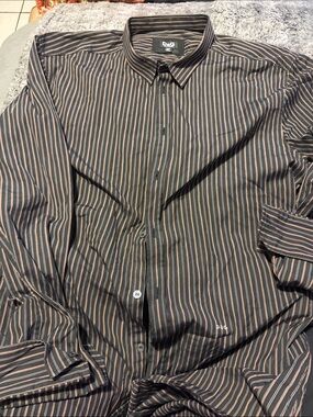 D&G Men’s Black Shirt with Brown Pinstripes